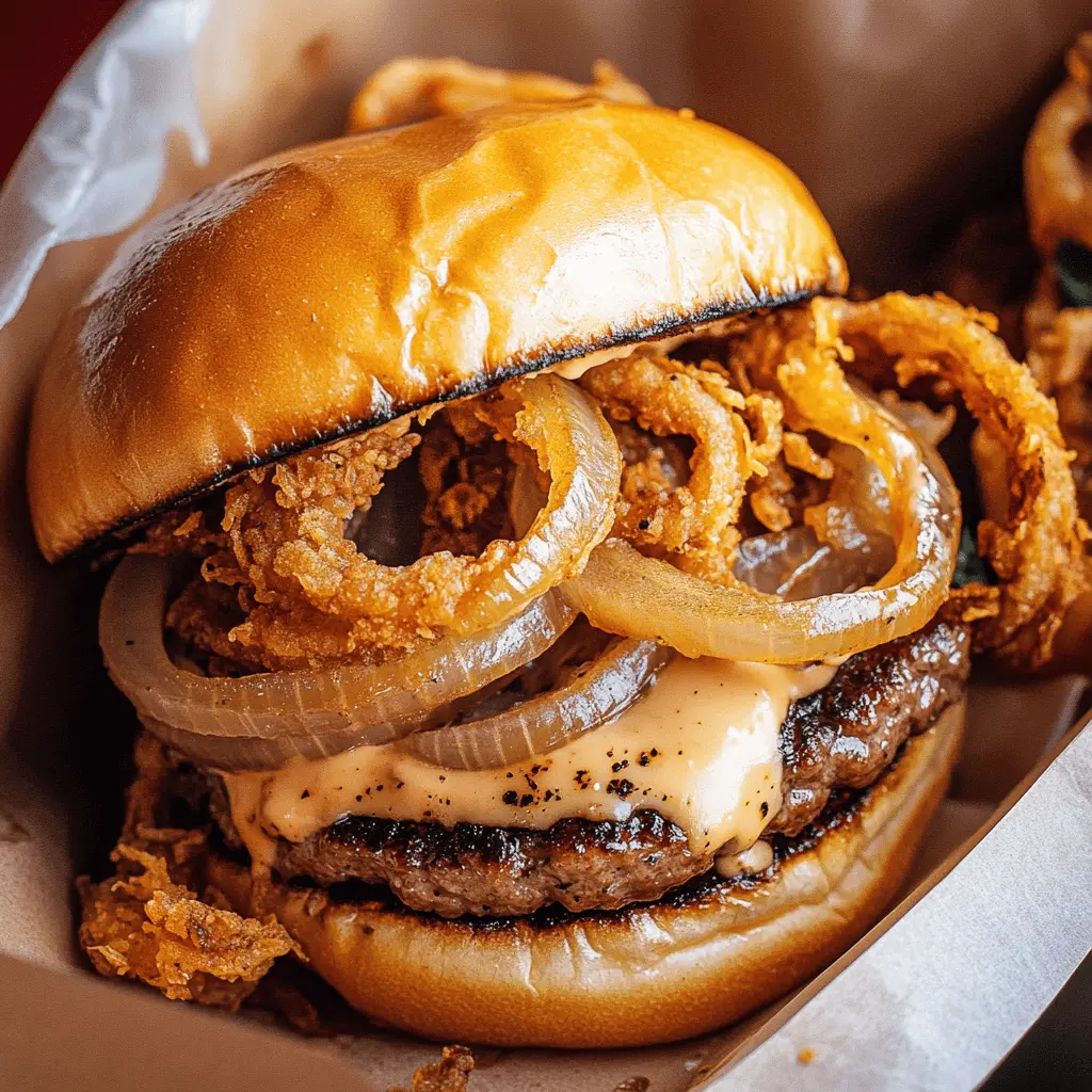 Get ready to enjoy the iconic Oklahoma Fried Onion Burger! This delicious recipe features juicy beef patties topped with crispy, golden fried onions, creating a mouthwatering combination you won't want to miss. Perfect for backyard barbecues or casual weeknight dinners, save this pin for an unforgettable twist on your burger night!