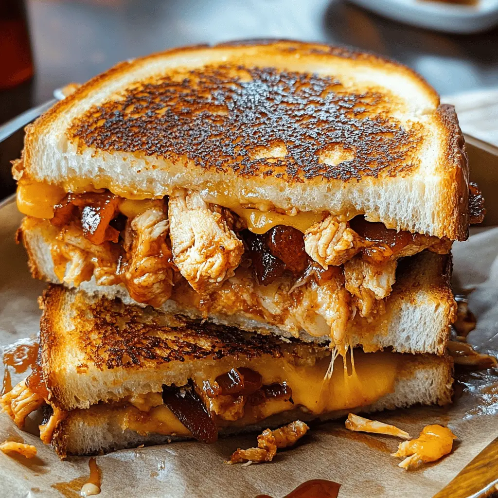 Get ready to enjoy a mouthwatering twist on a classic favorite! This BBQ Chicken Grilled Cheese combines tender, flavorful chicken with ooey-gooey cheese, all perfectly grilled to crispy perfection. Ideal for weeknight dinners or casual gatherings, this recipe is sure to impress. Save this delicious creation for your next meal!