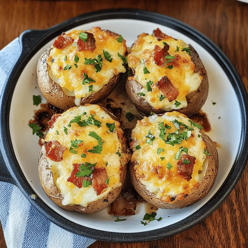 Transform your dinner with the best steakhouse baked potatoes! Fluffy inside and crispy outside, these potatoes are loaded with creamy butter, rich sour cream, and tangy cheese. Perfect alongside your favorite steak or as a hearty stand-alone dish. Save this recipe for your next family meal or dinner party for a taste of steakhouse luxury right at home!