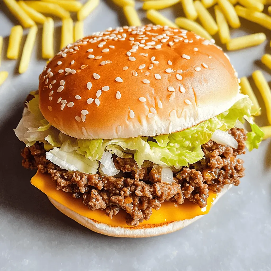 Get ready for a fun twist on a classic! These Big Mac Sloppy Joes combine all your favorite flavors of a Big Mac—juicy beef, special sauce, and cheese—into a hearty and comforting dish. Perfect for family dinners or game day gatherings, this easy recipe is sure to become a hit. Don't forget to save this pin for your next cookout or casual meal!