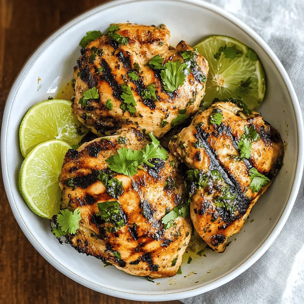 Get ready for a burst of flavor with this easy Cilantro Lime Chicken recipe! Juicy chicken is marinated in zesty lime juice and fresh cilantro, making it perfect for weeknight dinners or weekend barbecues. This dish pairs wonderfully with rice, salads, or wraps. Save this recipe to impress your family and friends at your next gathering!