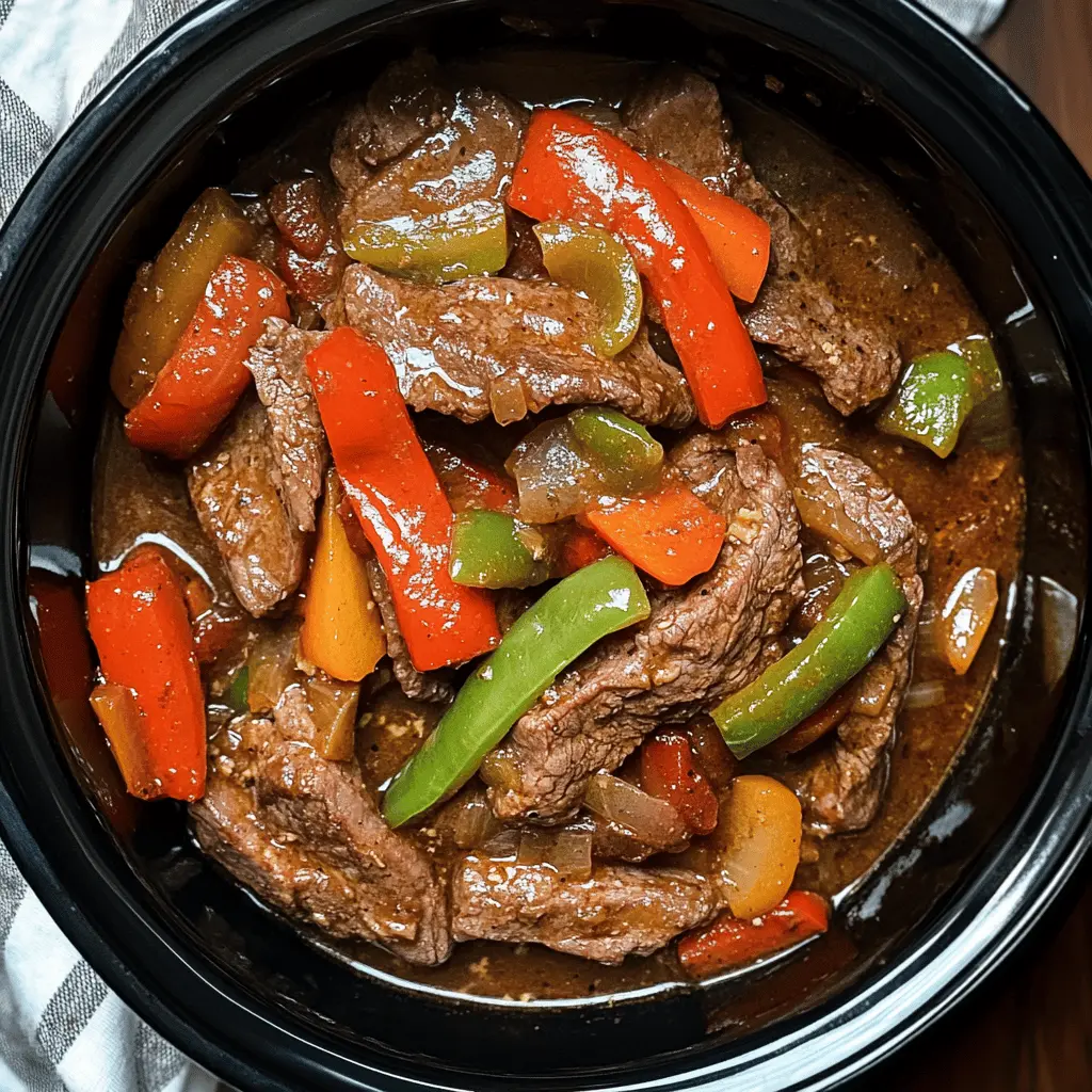 This Crock Pot Pepper Steak is a simple and delicious meal perfect for busy days. Tender beef strips simmer with colorful bell peppers and a flavorful sauce for a satisfying dinner. Serve it over rice or noodles for a comforting dish everyone will love. Save this recipe for a hassle-free weeknight dinner!