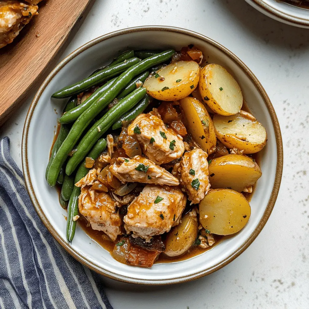 Warm up your family dinner with this comforting Crockpot Chicken with Potatoes and Green Beans! This one-pot meal is not only easy to prepare but also packed with flavor. Juicy chicken thighs, tender potatoes, and fresh green beans come together for a wholesome dish. Save this recipe for busy weeknights or cozy weekends!