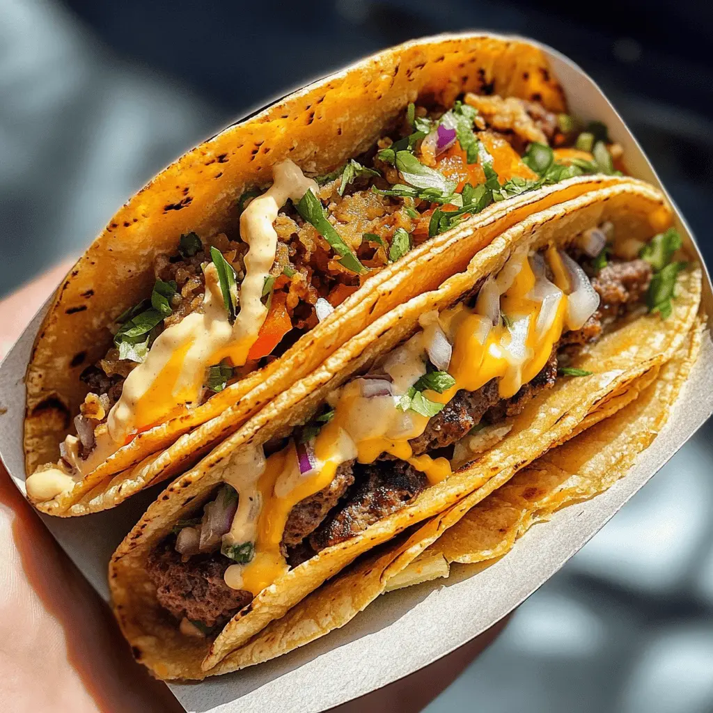 Get ready for a flavor-packed twist on taco night with these Easy Smash Burger Tacos! Juicy ground beef, melted cheese, and all your favorite toppings come together in soft tortillas for a delicious meal. Perfect for any occasion, from casual dinners to game day gatherings. Save this recipe for a fun and satisfying taco experience that everyone will love!