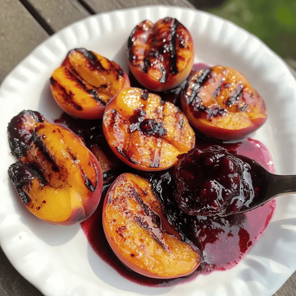 Fire up your grill for a delightful treat! These Grilled Peaches with Blackberry Sauce are the perfect blend of sweet and tangy. Juicy peaches caramelize beautifully on the grill, while a rich blackberry sauce adds a burst of flavor. Ideal for summer gatherings or a refreshing dessert. Save this recipe to impress your friends and family at your next barbecue!