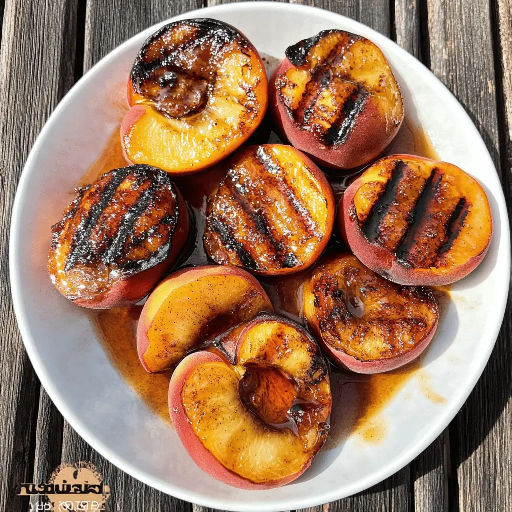 Sweet, juicy grilled peaches drizzled with a warm cinnamon honey sauce create a delightful treat that's perfect for any summer gathering! This simple recipe highlights fresh peaches and rich flavors, making it an irresistible dessert or a special brunch dish. Save this pin for an easy, delicious way to impress your guests at your next BBQ or picnic!