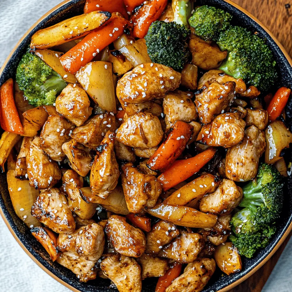 This Hibachi Chicken and Vegetables recipe brings the flavors of a classic Japanese grill right to your kitchen! Juicy chicken paired with colorful veggies creates a tasty and healthy meal that's perfect for any night. Save this pin for an easy dinner or entertaining guests that combines great taste with fun cooking!