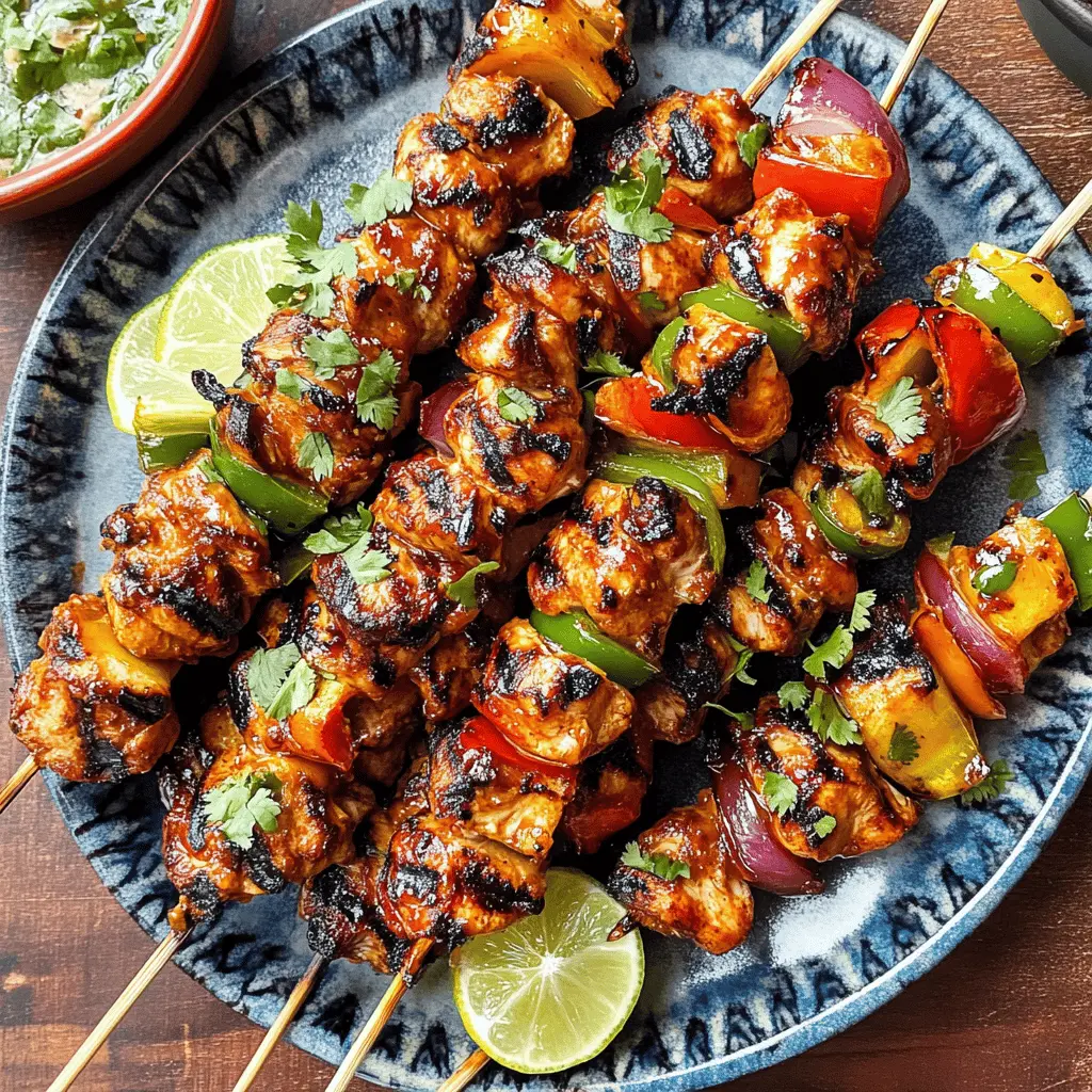 Get ready for a burst of flavors with these Mexican barbecue chicken skewers! Juicy chicken marinated in tangy lime, garlic, and vibrant spices, then grilled to perfection. Perfect for summer cookouts, family gatherings, or a fun weeknight dinner. Save this recipe to impress your guests and elevate your grilling game!