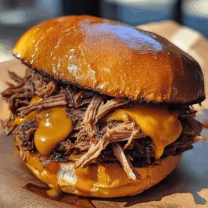 Enjoy the ultimate comfort food with this Pulled Beef Sandwich! Tender, slow-cooked beef slathered in a delicious sauce, piled high on a soft bun. Perfect for game day, family gatherings, or a cozy night in. Save this recipe now to impress your friends and family with a mouthwatering meal they won't forget!
