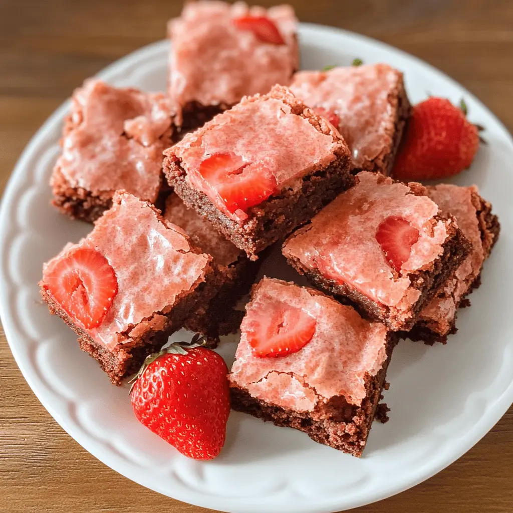 Get ready to delight your taste buds with these irresistible Strawberry Brownies! These fudgy brownies are made with fresh strawberries, giving them a unique sweetness and vibrant color. Perfect for any occasion, whether it's a family gathering or a sweet treat after dinner. Save this recipe now to impress your friends with a delicious twist on a classic dessert!
