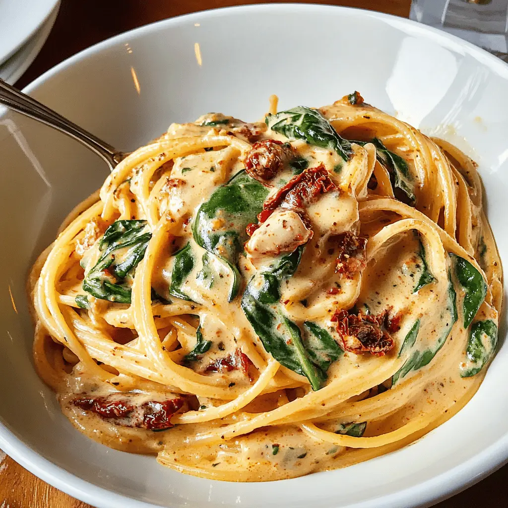 Creamy Sun-Dried Tomato Spaghetti with Spinach