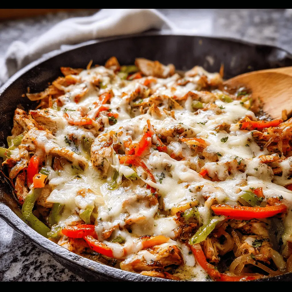 Cheesy Chicken Cheesesteak Skillet Recipe