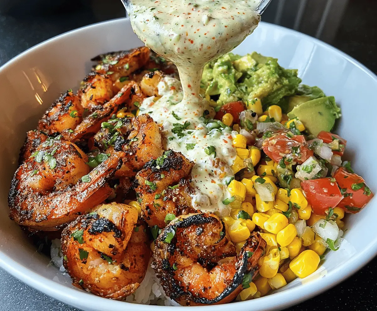 Healthy Grilled Shrimp Bowl with Creamy Garlic Sauce