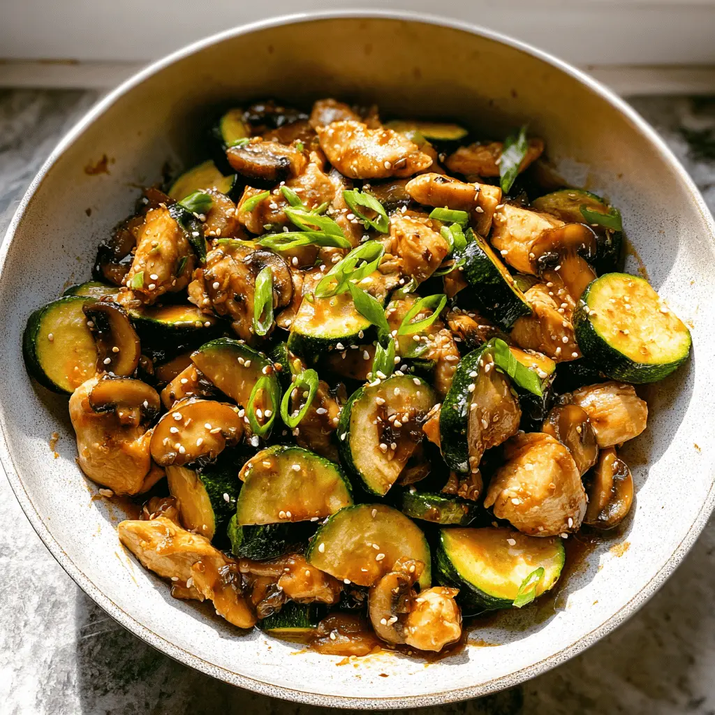 Easy Zucchini Mushroom Chicken Stir Fry Recipe