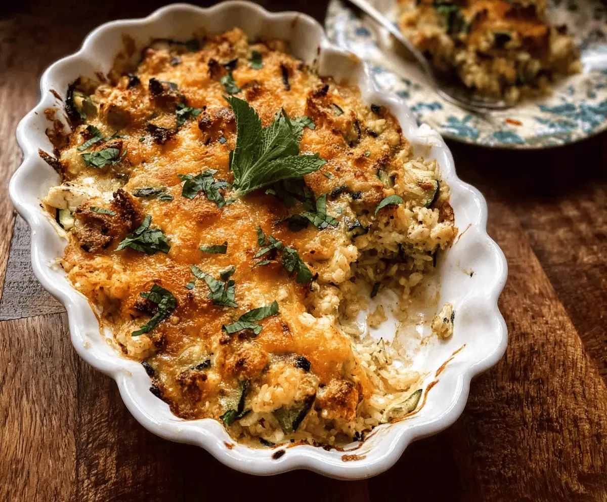 Easy Cheesy Zucchini Chicken and Rice Bake