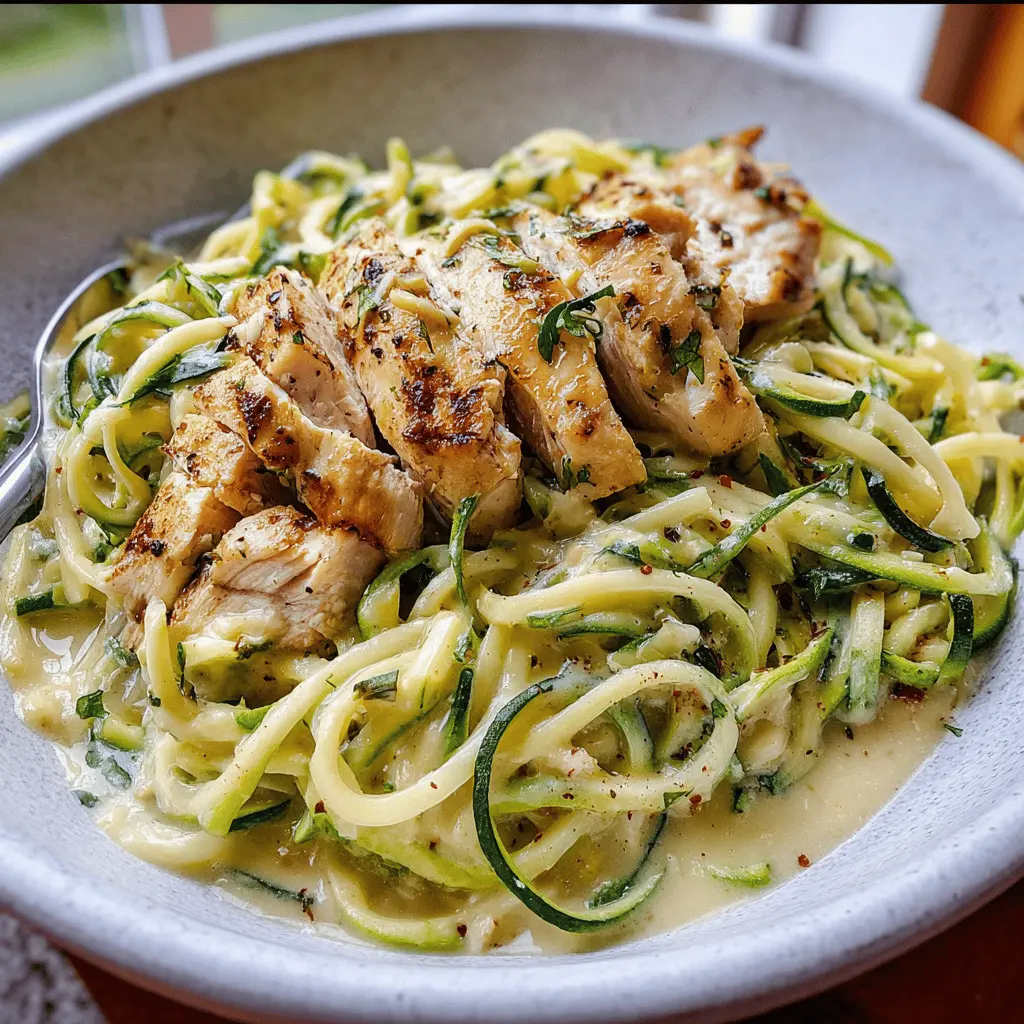 Easy Zucchini Noodle Chicken Alfredo Recipe