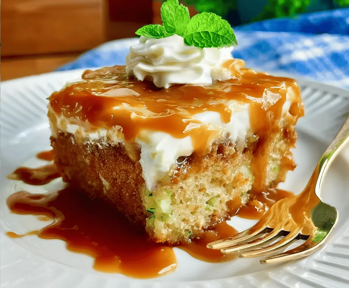 Easy Caramel Zucchini Poke Cake Recipe