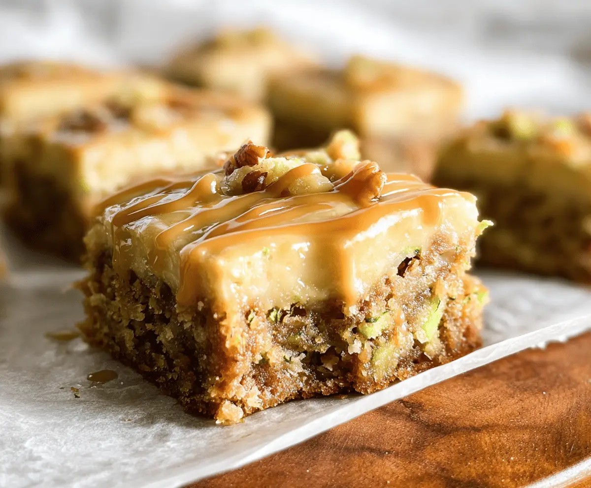 Caramel Frosted Zucchini Pecan Bars Recipe