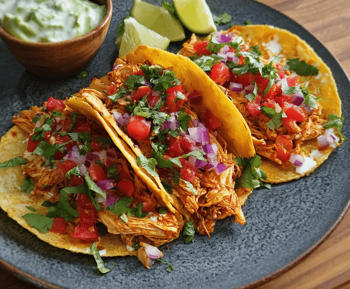 Easy Healthy Crockpot Chicken Tacos Recipe