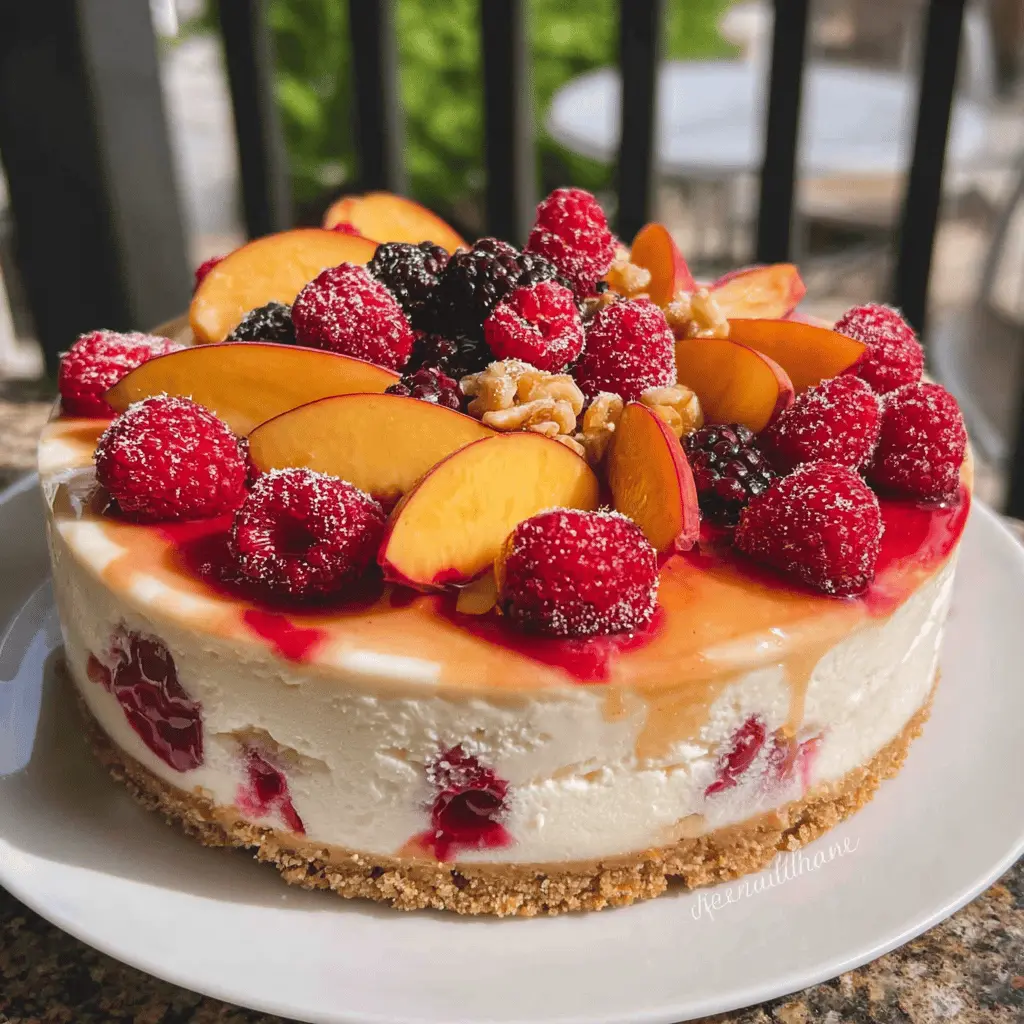 Summer Berry and Peach Cheesecake Recipe