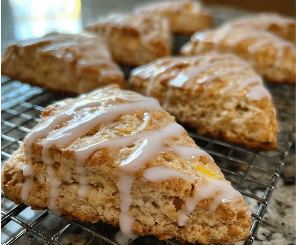 Easy Peach Pie Scones With Sweet Vanilla Glaze