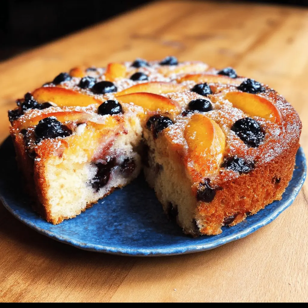 Moist Peach and Blueberry Greek Yogurt Cake