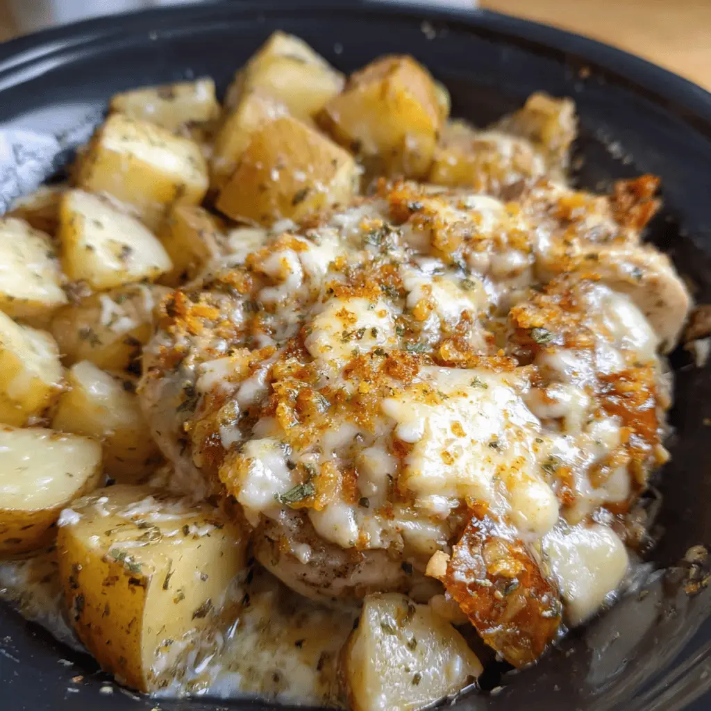 Easy Crockpot Garlic Parmesan Chicken with Potatoes