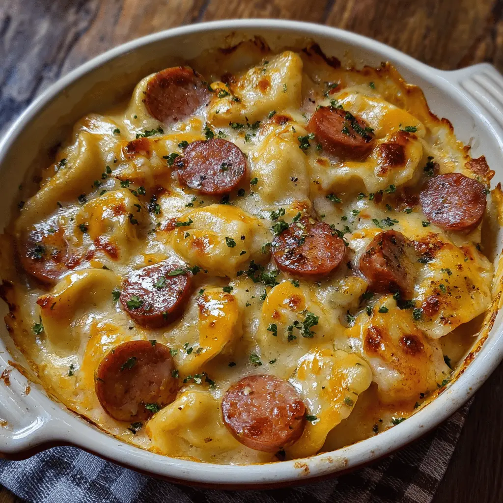 Easy Crockpot Pierogi Casserole with Kielbasa