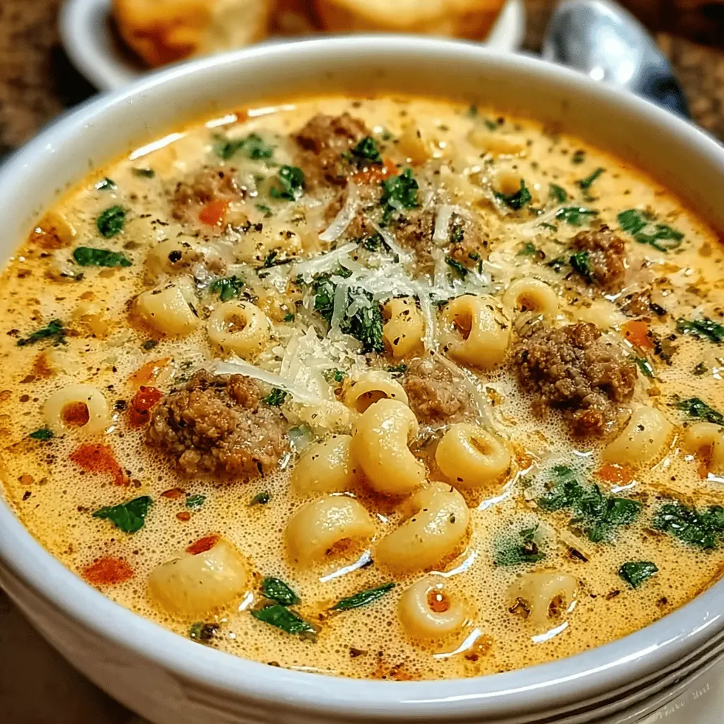 Creamy Parmesan Italian Sausage Ditalini Soup Recipe