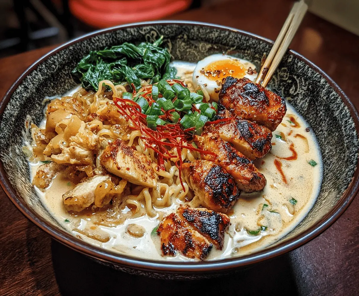 Spicy Chicken Ramen with Creamy Garlic Sauce
