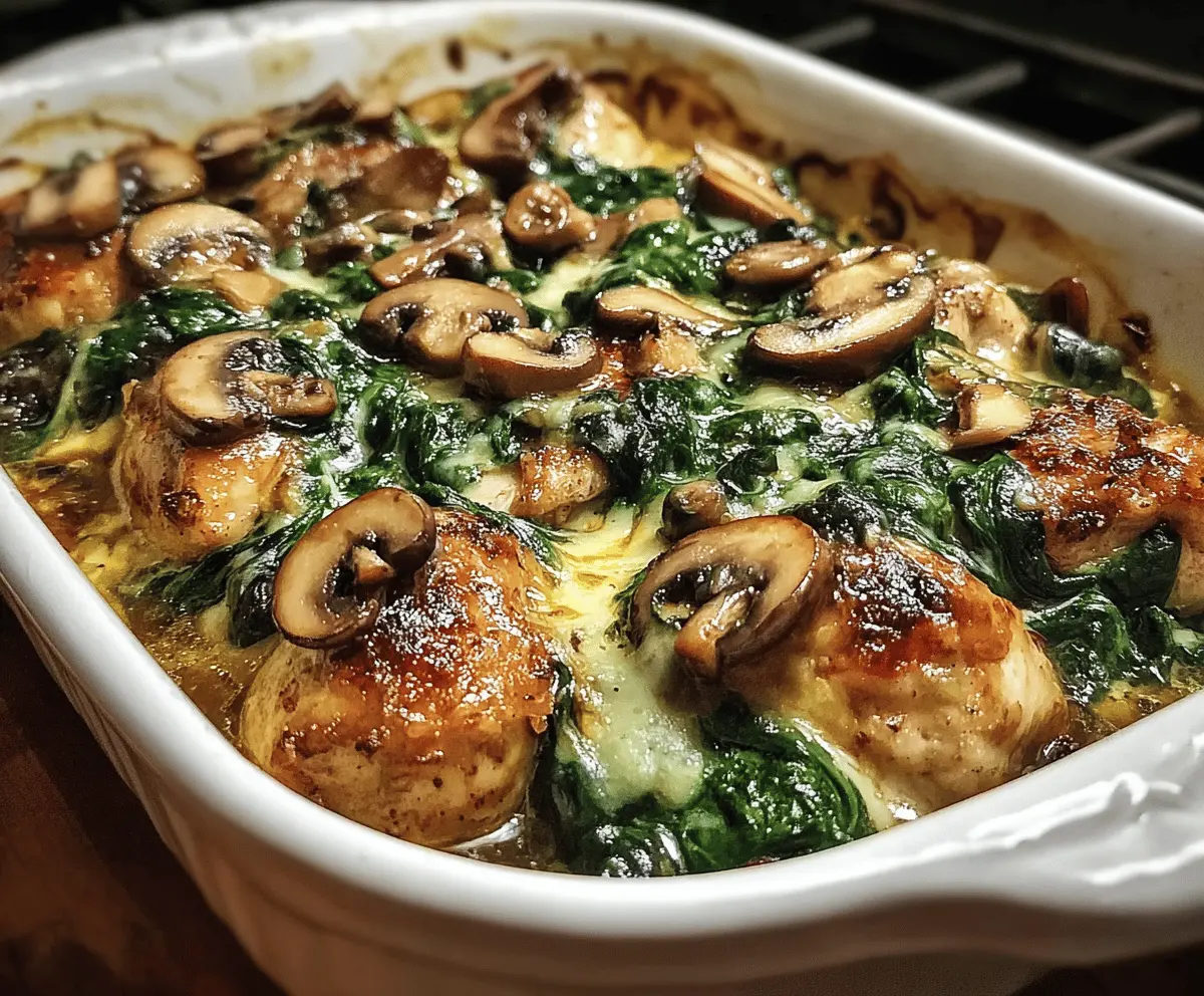 Low-Carb Chicken Spinach Mushroom Bake