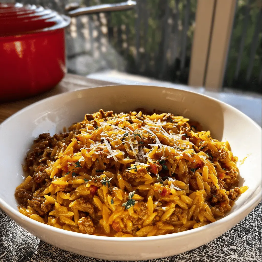Easy Savory Ground Beef Orzo Dinner Recipe