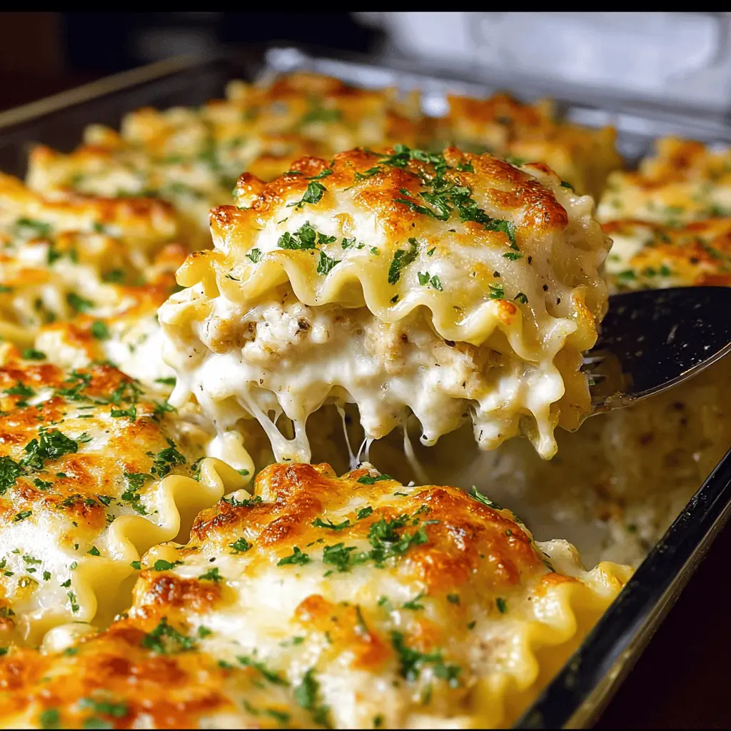 Cheesy Chicken Alfredo Lasagna Rolls Recipe