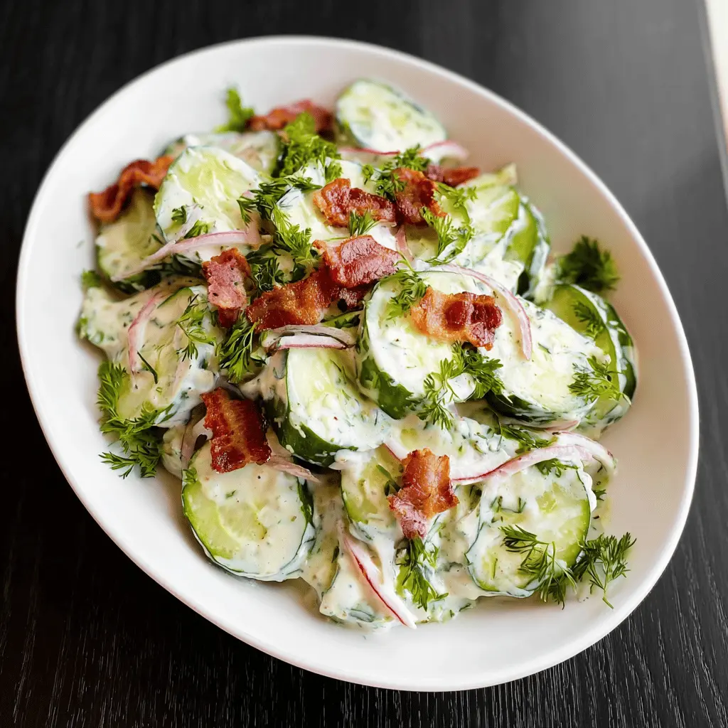 Creamy Cucumber Salad with Bacon and Cheese
