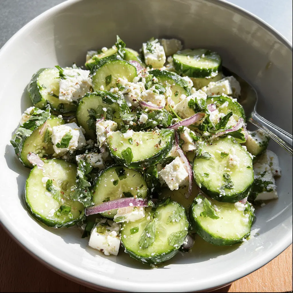 Fresh Cucumber Feta Salad with Herbs
