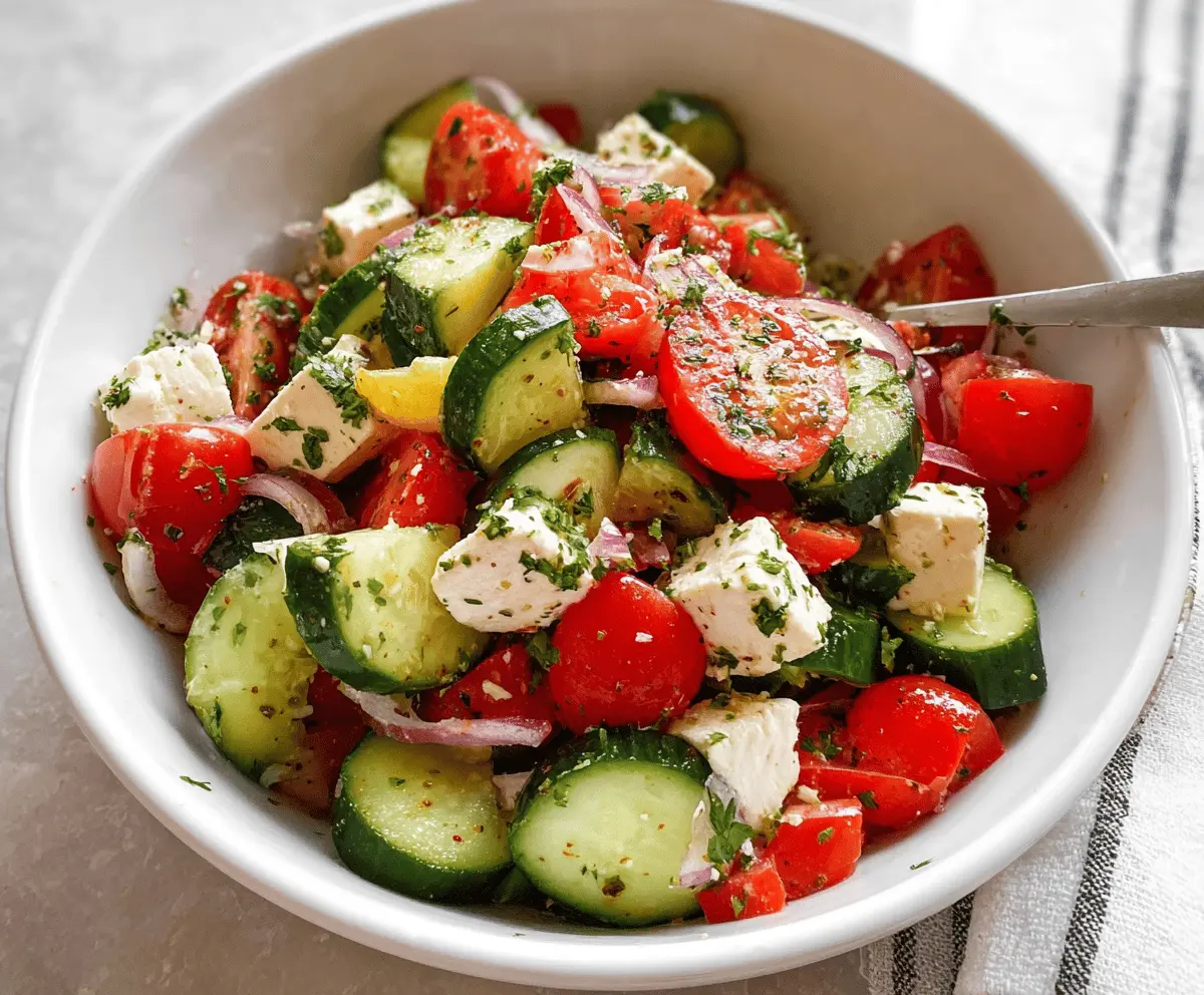 Fresh Greek Cucumber Salad Recipe with Feta