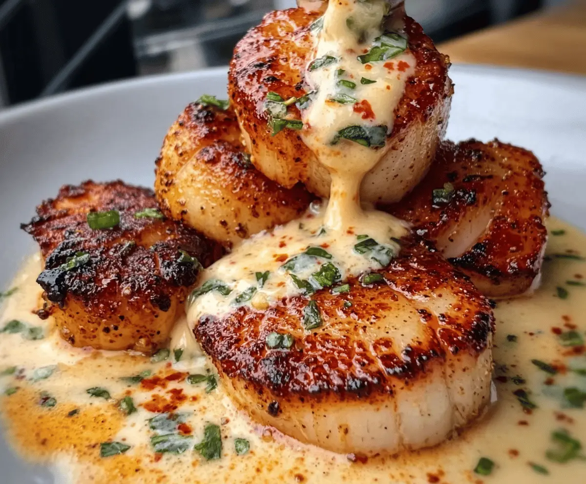 Seared Scallops with Creamy Spicy Cajun Sauce
