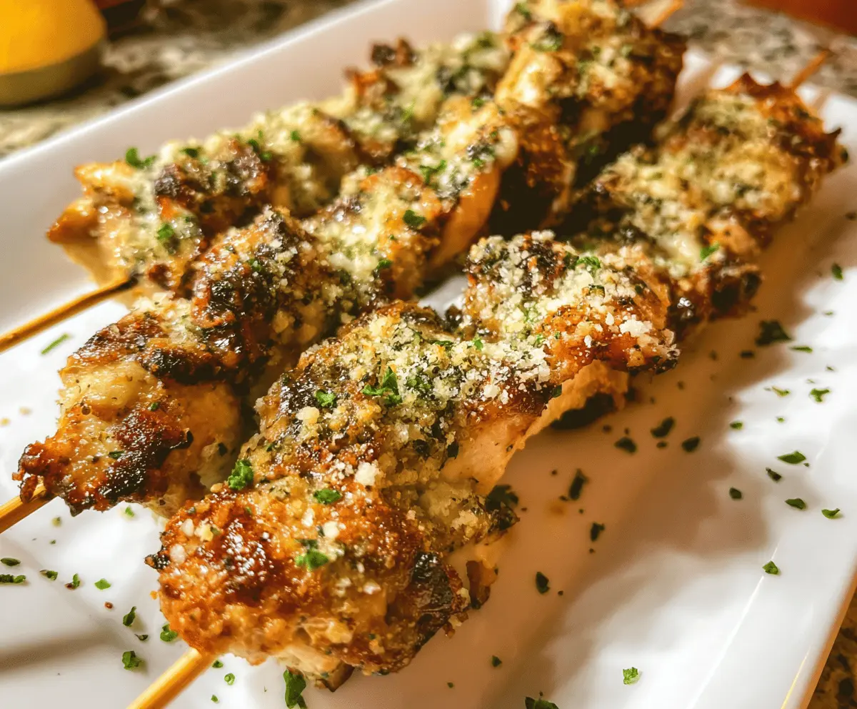 Easy Grilled Ranch Garlic Parmesan Chicken Skewers