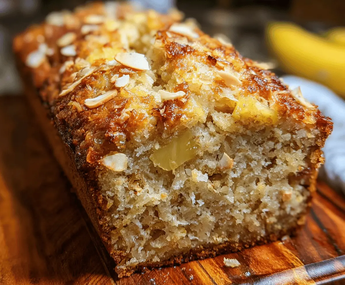 Tropical Hawaiian Banana Bread With Coconut & Pineapple