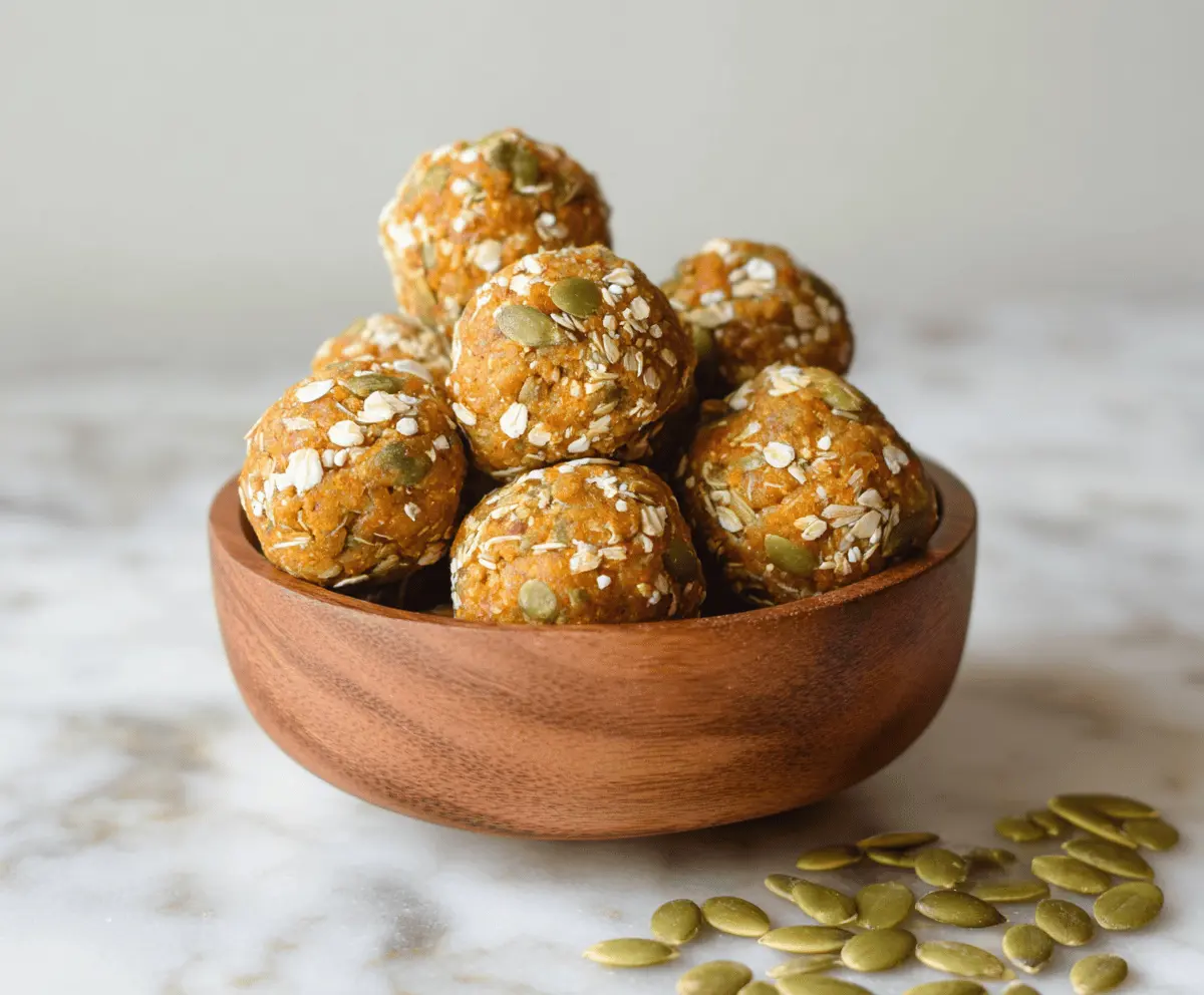 Delicious chia pumpkin protein balls on a white plate, healthy snack with chia seeds, pumpkin puree, and protein powder