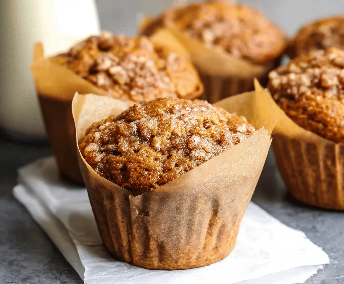 Delicious jumbo pumpkin banana muffins in a baking tin, topped with a sprinkle of cinnamon and ready to enjoy as a fall breakfast or snack