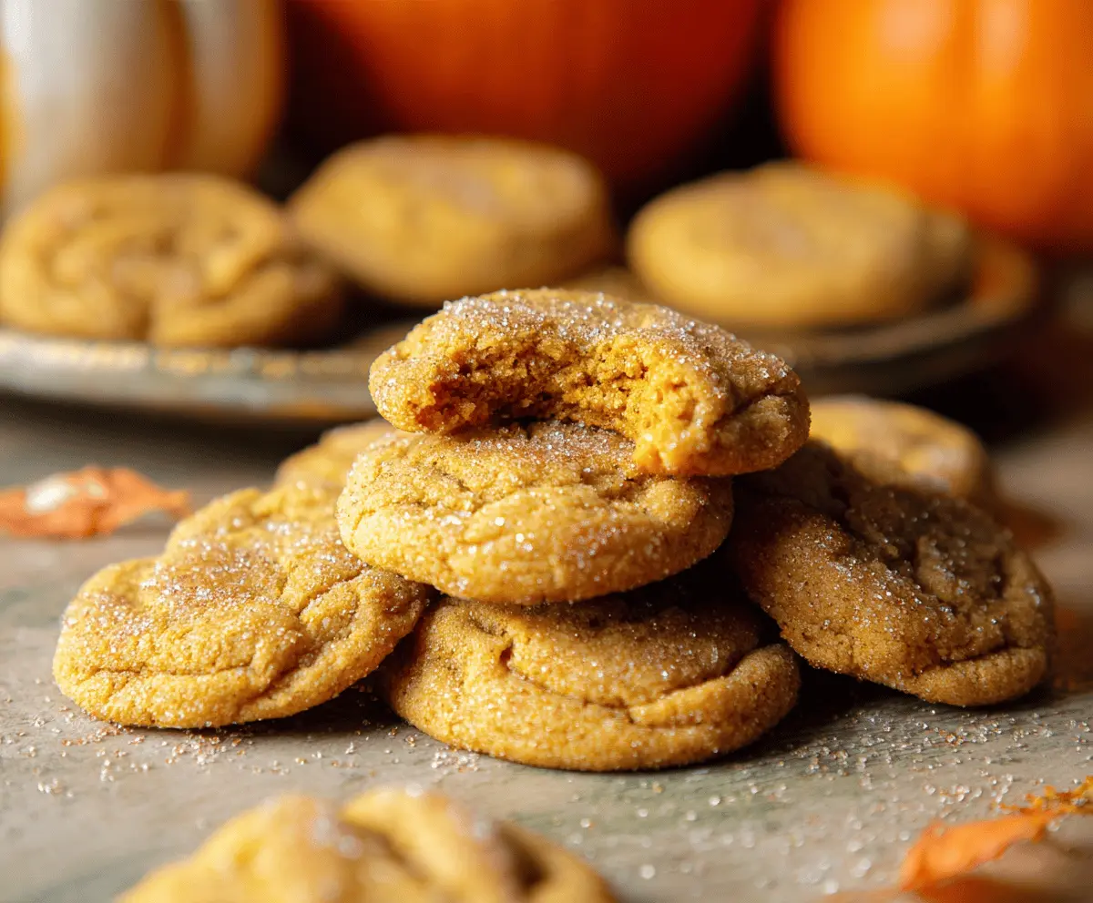 Delicious homemade pumpkin brown sugar cookies with cinnamon and nutmeg, topped with a light glaze, perfect for fall desserts.