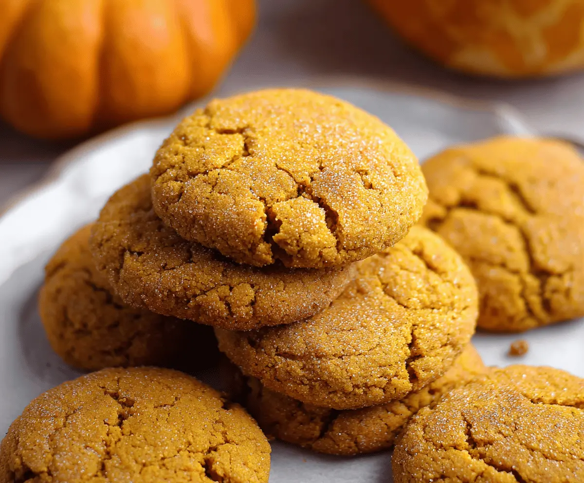 Delicious vegan pumpkin cookies with cinnamon and nutmeg on a rustic plate, perfect for fall baking