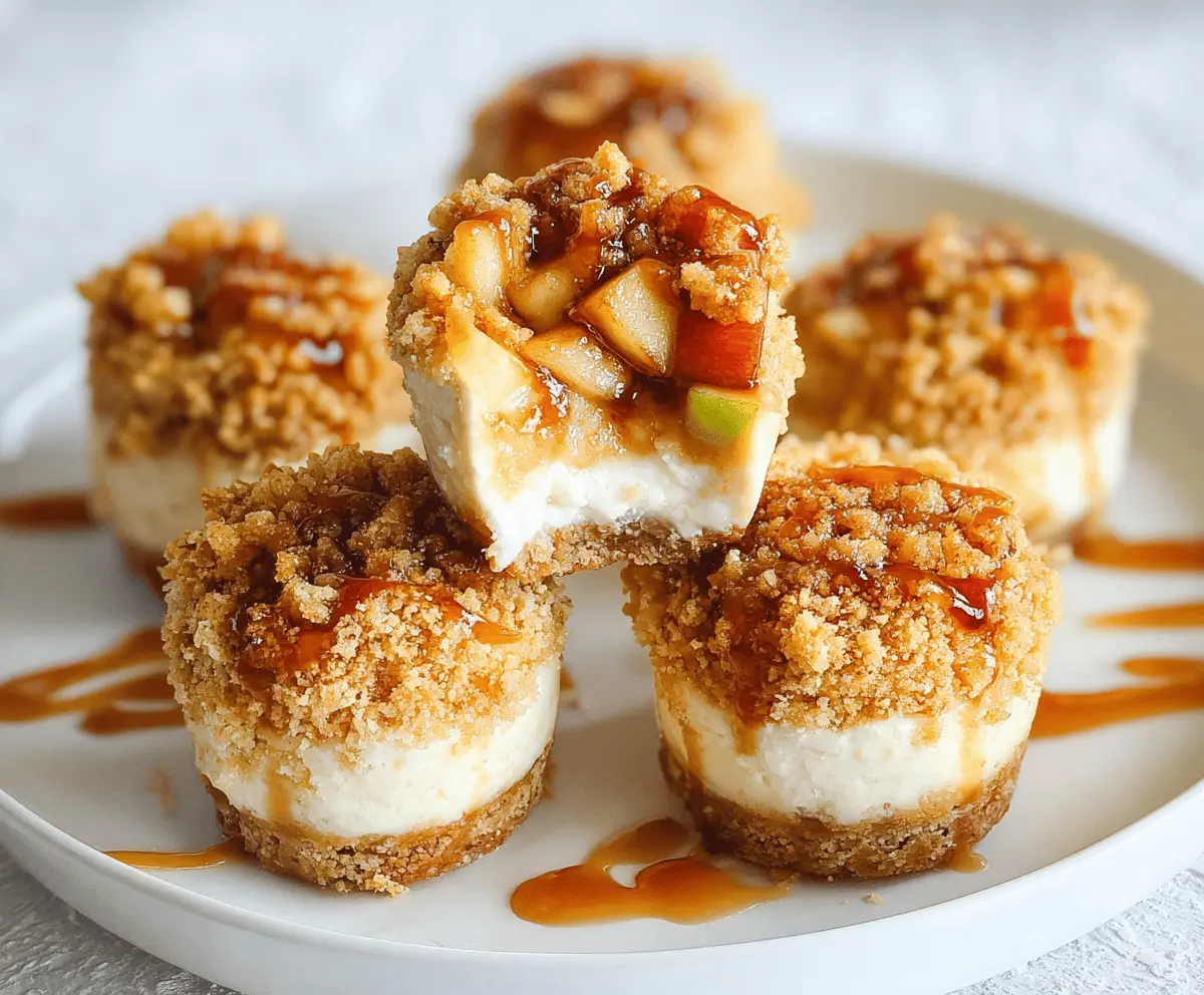 Delicious Apple Cheesecake Bites with creamy cheesecake filling topped with fresh apple slices and a graham cracker crust, perfect for snacking or dessert.