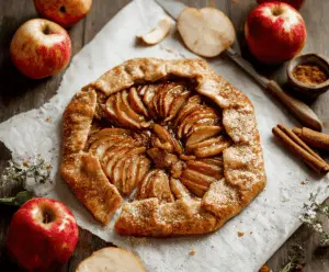Delicious homemade apple galette with flaky crust and caramelized apple slices