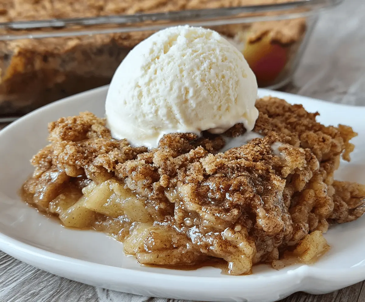 Delicious homemade Apple Pie Dump Cake topped with golden, flaky crust and caramelized apple filling, perfect for dessert