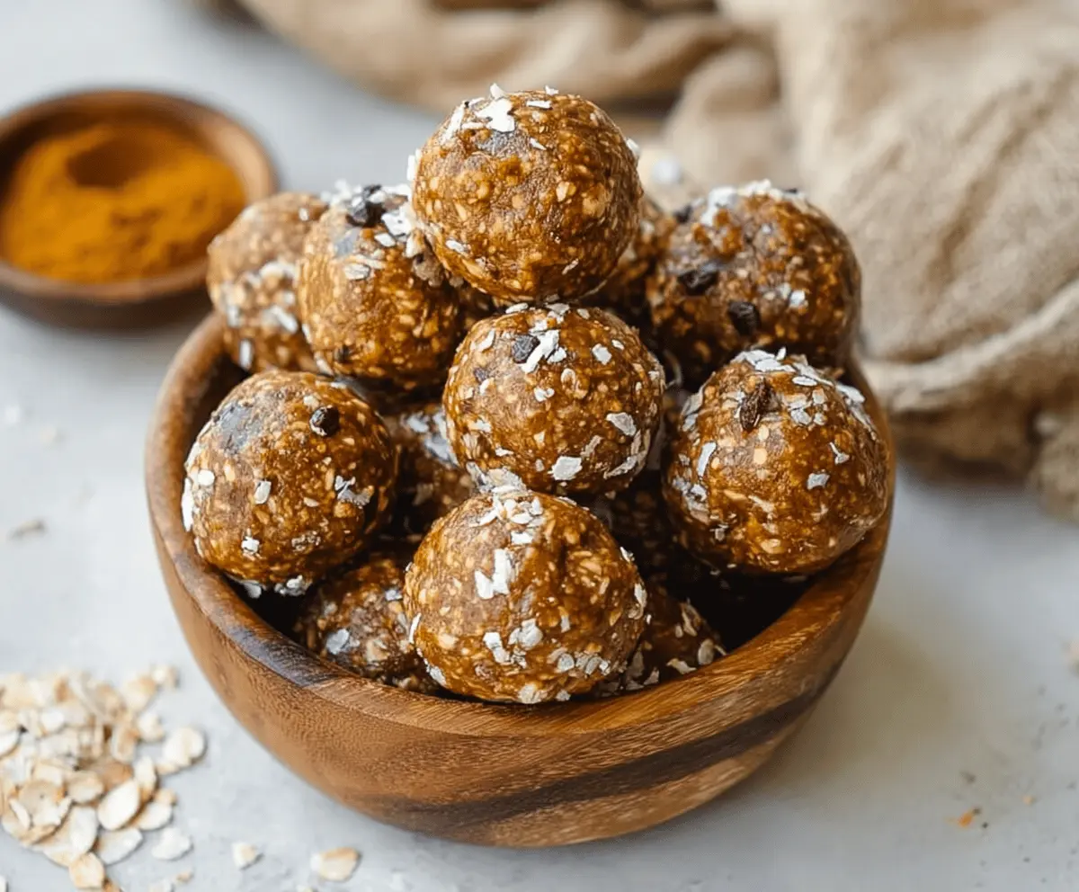 Delicious homemade Pumpkin Pie Protein Balls with a festive fall flavor, perfect for healthy snacking