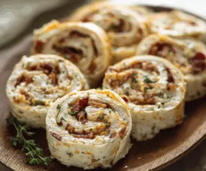 Delicious Chicken Bacon Ranch Pinwheels on a platter ready to serve
