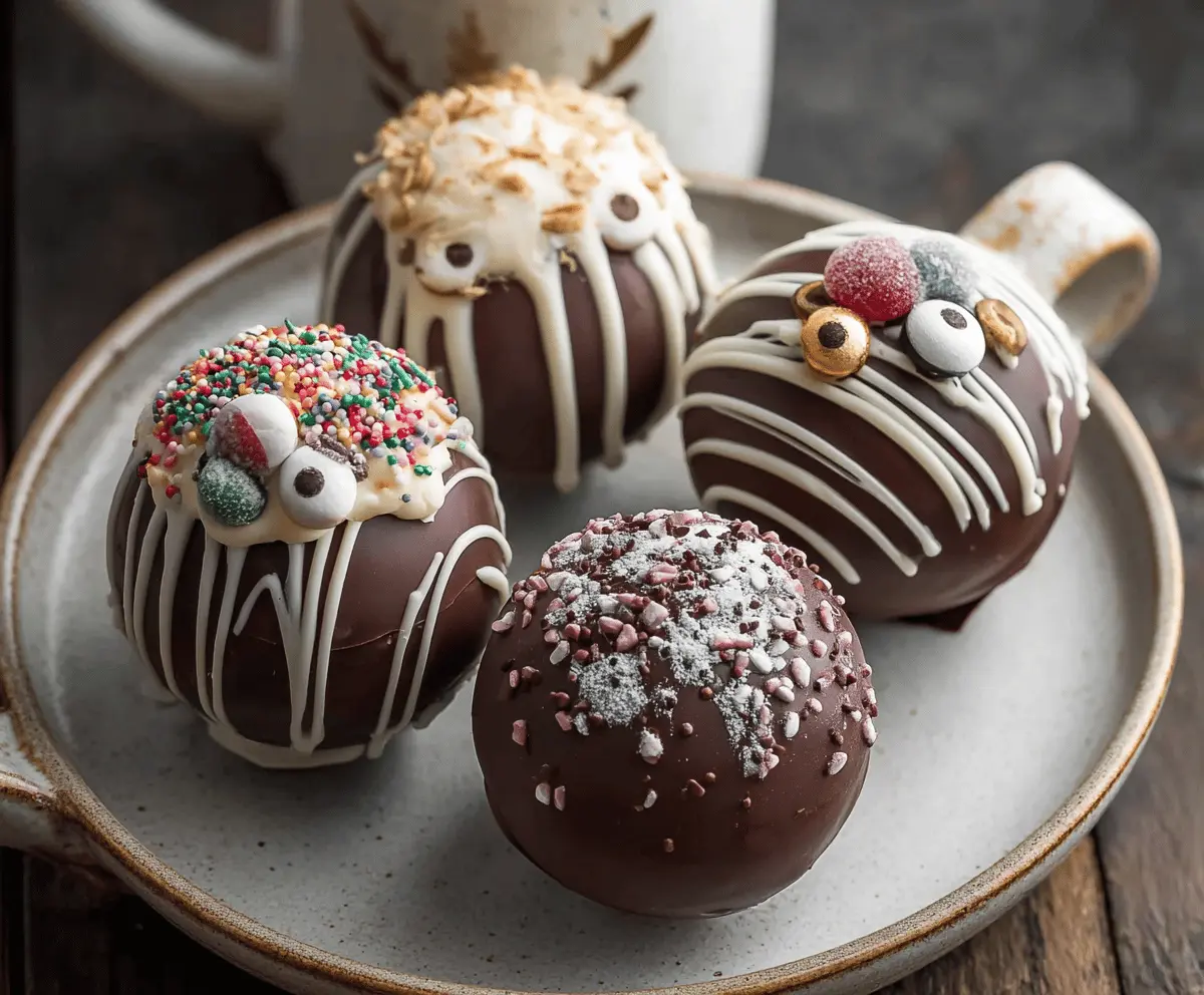 Delicious hot chocolate bombs with rich chocolate exterior and a gooey marshmallow center, perfect for cozy winter drinks.