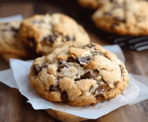 Delicious Levain Bakery Chocolate Chip Cookies fresh out of the oven, showcasing their thick and gooey texture.